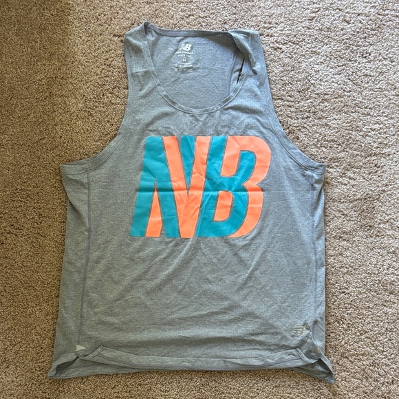 New Balance Gray Tank Top with White Logo - Picture 1 of 3
